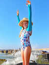 Girls Long Sleeve Swimsuit - Blueys Tropical
